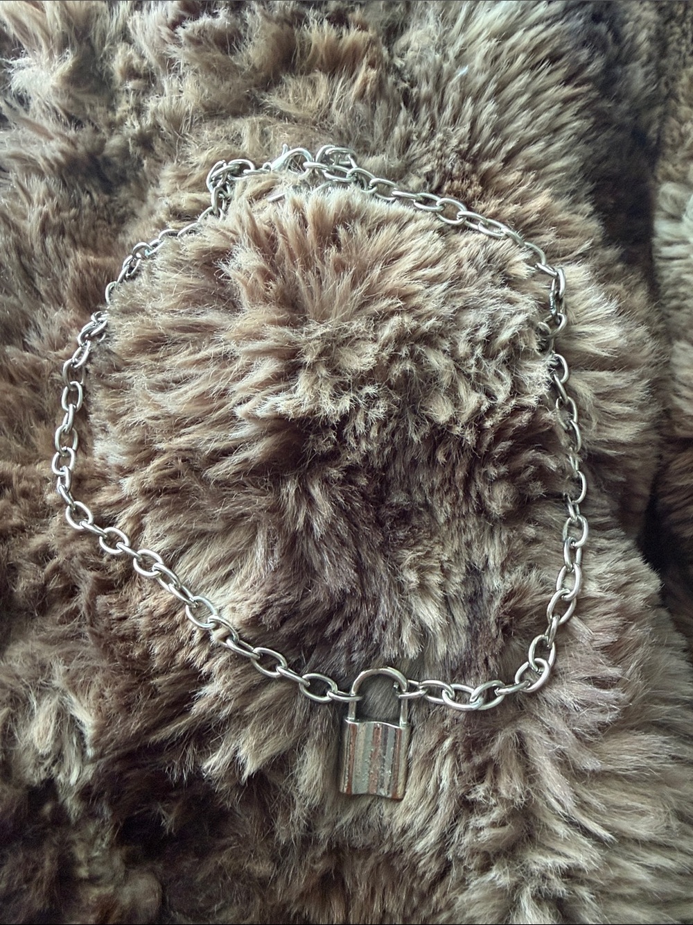 Silver Padlock Chain Necklace - Women Jewelry